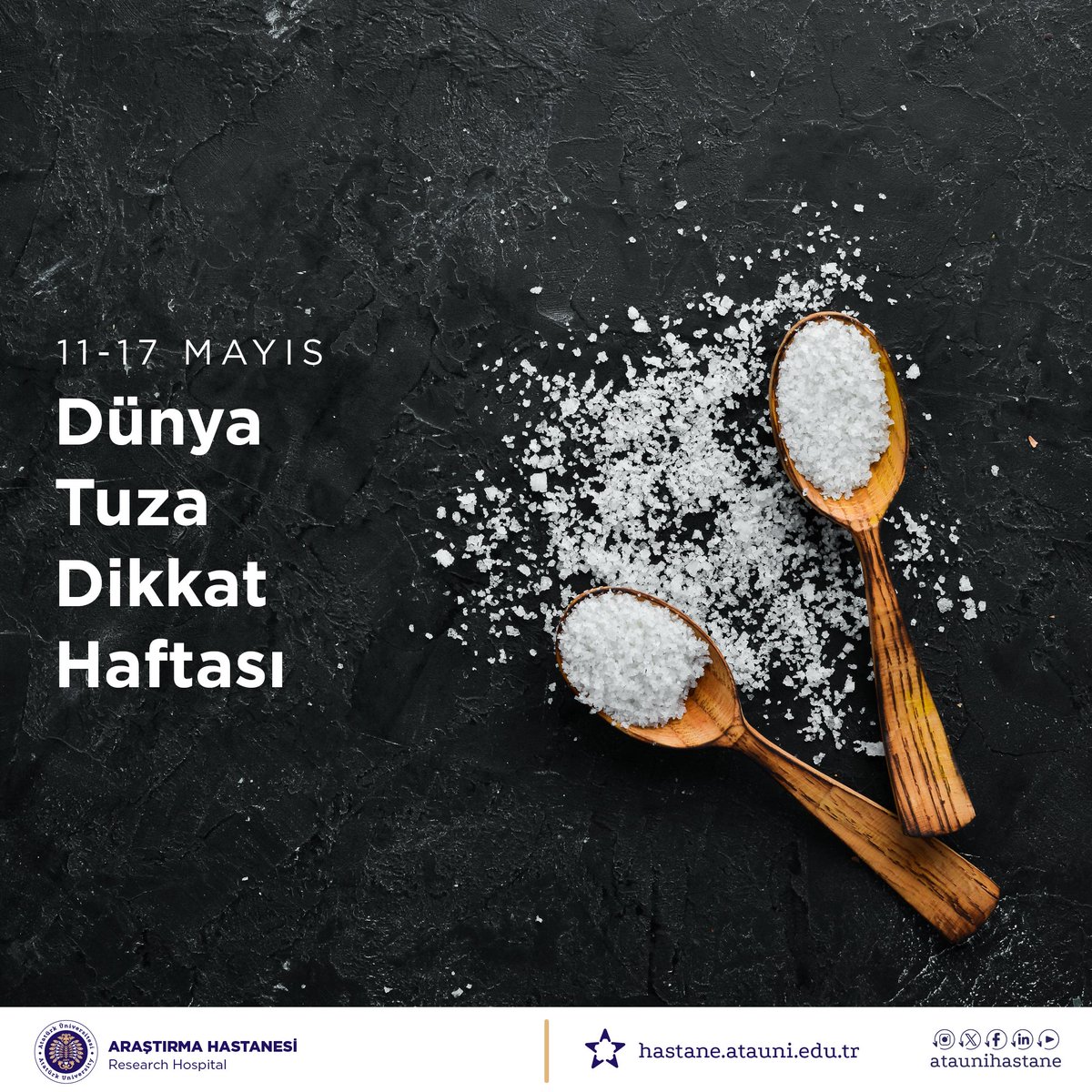 ataunihastane's tweet photo. Aşırı tuz tüketimi; yüksek tansiyon, kalp ve böbrek hastalıkları başta olmak üzere pek çok sağlık sorununa zemin hazırlamaktadır. Sağlıklı bir yaşam için tuz tüketimini sınırlandırmak büyük önem taşır. Dünya Tuza Dikkat Haftası'nda bilinçli beslenmeye davet ediyoruz.
@atauni1957 https://t.co/SBkVzI7jhE