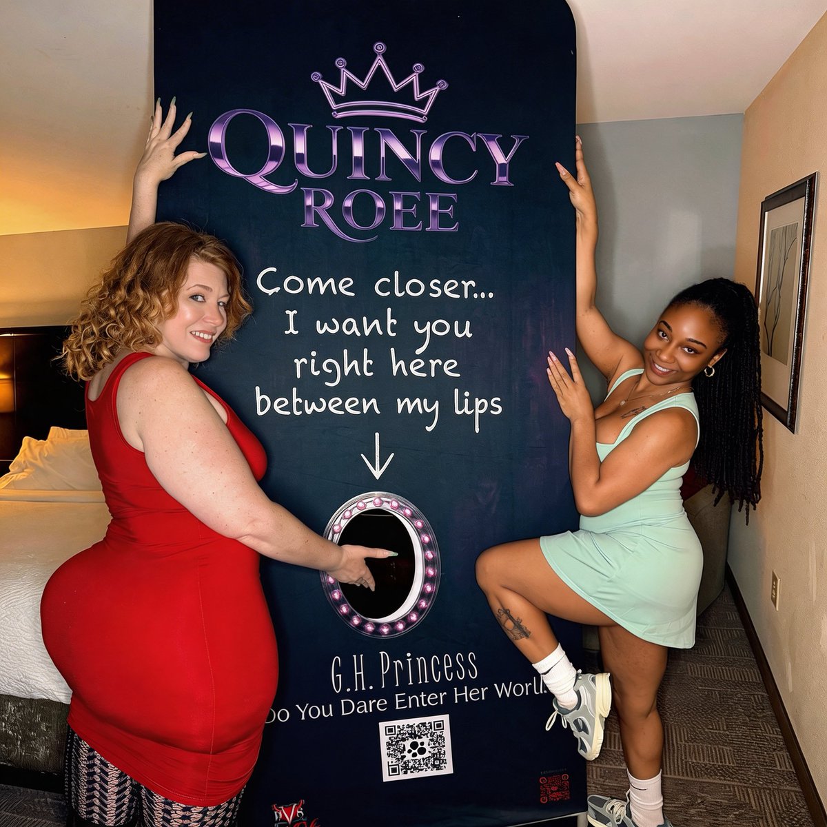 kimswallowsall's tweet photo. Ever seen a promo banner like THIS before? 😭
Me &amp; my bestie @RoeeQuincy really went crazy with this one.

Shoutout @dcgohard for making this functional promo banner for her ❤️
Be honest… y’all looking at the banner or us?

#dmvmodels #selfmade #contentcreators https://t.co/e18i7lOscl