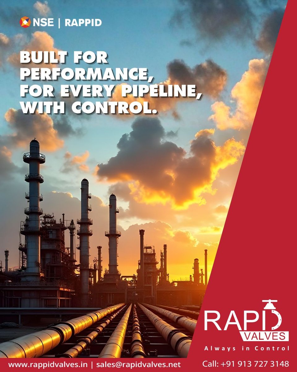 RappidValve's tweet photo. In oil and gas operations, pipelines carry energy. For the smooth operations valves regulate, isolate and protect the systems.

#OilAndGas #PipelineEngineering #IndustrialValves #EnergyInfrastructure #FlowControl #EnergySector #OilGasIndustry #EngineeringSolutions https://t.co/BtzeHDnNoS
