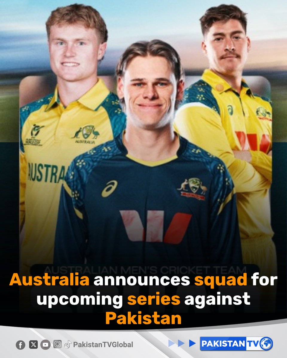 PakTVGlobal's tweet photo. Australia national cricket team have named their white-ball squad for the upcoming series against Pakistan national cricket team

#AustraliaCricket #PakistanCricket #AUSvPAK #CricketSeries #PakistanTV https://t.co/F4i3cZc16Q