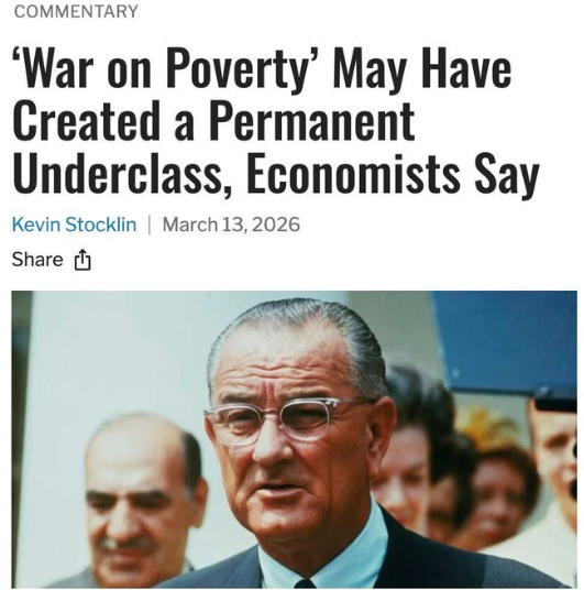 WallStreetMav's tweet photo. It took them 60 years to figure out that if you give a bunch of free stuff to poor people, you create more dependent poor people. https://t.co/jcS8abzlUE