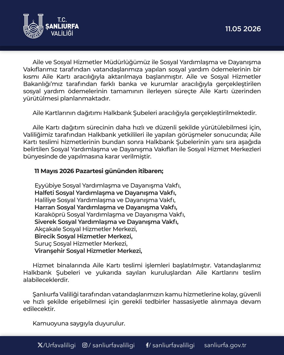 T.C. ŞANLIURFA VALİLİĞİ tweet media