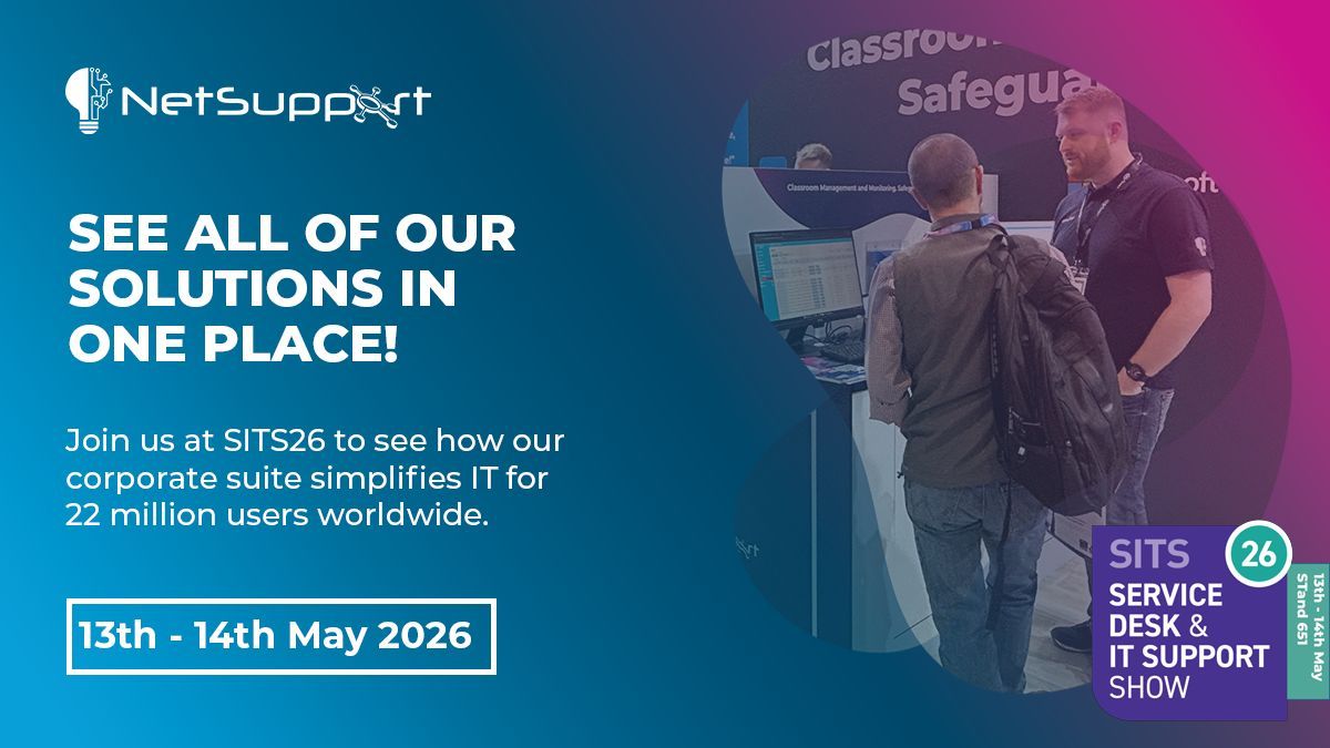 NetSupportNSM's tweet photo. It’s SITS – The Service Desk &amp; IT Support Show this week! 🚨

If you're heading to the show, make sure to stop by Stand 651 and discover how our solutions can help transform IT support. From secure remote access and endpoint management to emergency alerting and more! https://t.co/8SI4WzCq8P