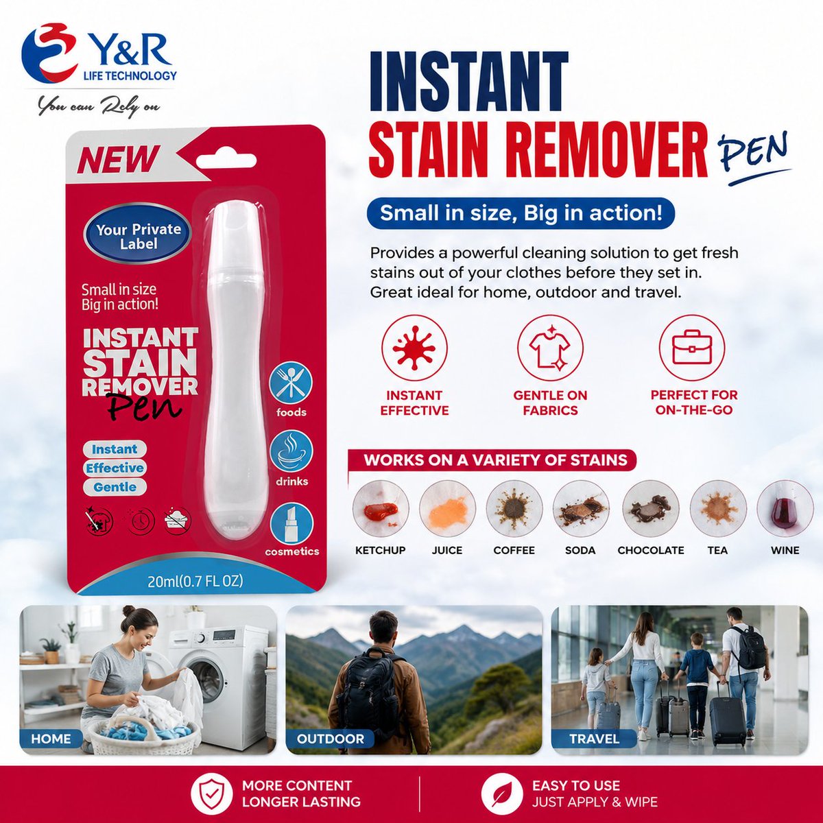YRIntl's tweet photo. Stain Remover Pen | Y&amp;R International

Portable stain solution for coffee, wine, tea &amp; more  
Fast treatment before stains set

Small MOQ,private label accepted  
Contact: info@yr-co.com  

#YRInternational #StainRemoverPen #LaundryCare #Import #Export #B2B https://t.co/FP4RSW22Ym