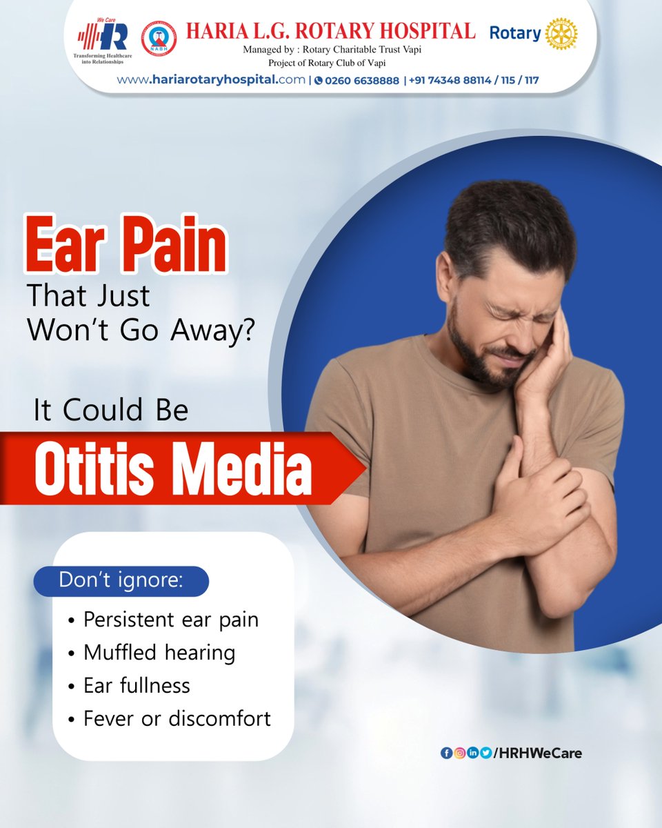 hrhwecare's tweet photo. Persistent ear pain isn’t something to ignore 👂⚠️
Symptoms like muffled hearing, ear fullness, or fever could be signs of otitis media. Early care can prevent bigger problems 💙

#EarHealth #OtitisMedia #HealthAwareness #HRHWeCare https://t.co/I6AKsSinm8