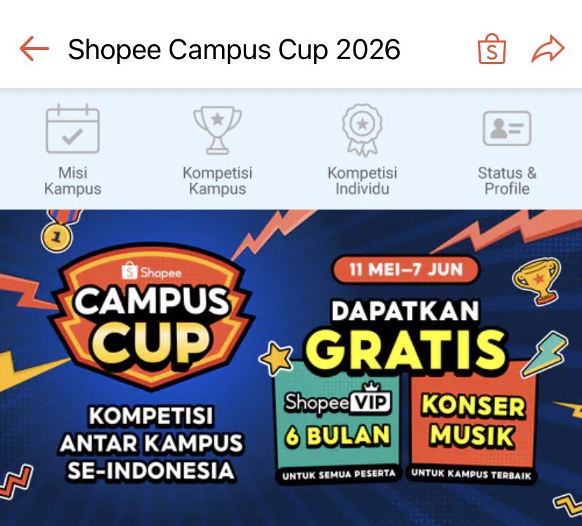 racunambis's tweet photo. SHOPEE CAMPUS CUP 🏫

Klaim FREE Shopee VIP 6 Bulan Pakai Email Kampus! 😍

Klaim di sini
👉🏼 https://t.co/QIz6lGQ32D https://t.co/I02Mcil4Yh