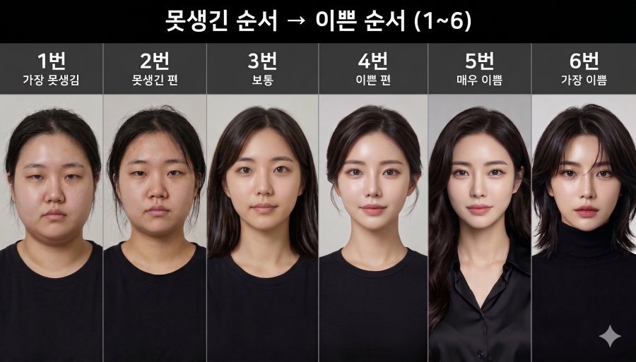 sonsarang3814's tweet photo. ■여자 못생김~이쁨 단계

남자편에 이어서 이번엔 여자편.

난 3번도 이쁜 편이라고 생각한다.