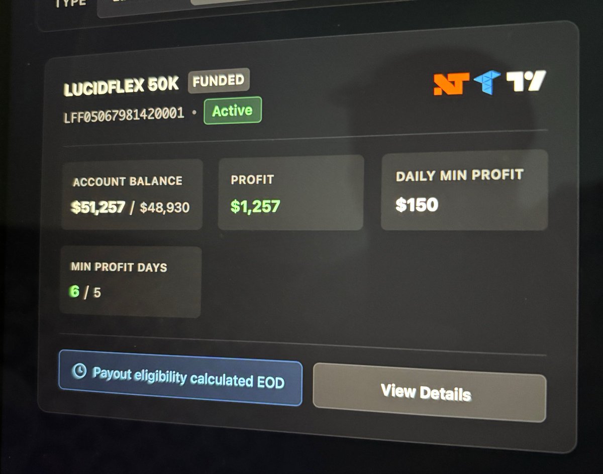 Gaurang_trades's tweet photo. Started from 0. Documenting my futures trading journey with 100% transparency on X. 📈

Tradeify 50K S2F: +$1,376 Lucid 50K Flex: +$1,257

No fake gurus. Just real trades, psychology &amp; consistency. ⚔️

#FuturesTrading #GC #Gold #DayTrading  #TradingJourney 
#Trump #BTCUSD https://t.co/6AgQ4GFgF7