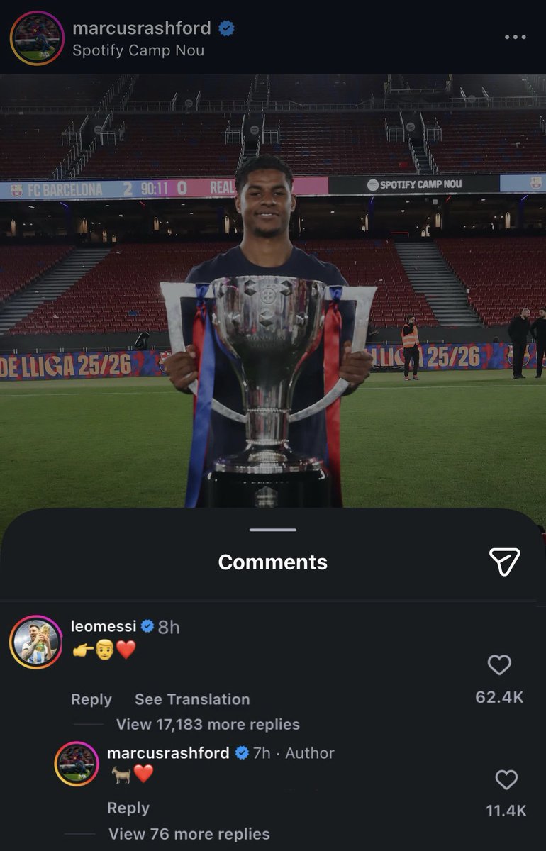 📲 Lionel Messi and Marcus Rashford sharing love on Instagram ❤️