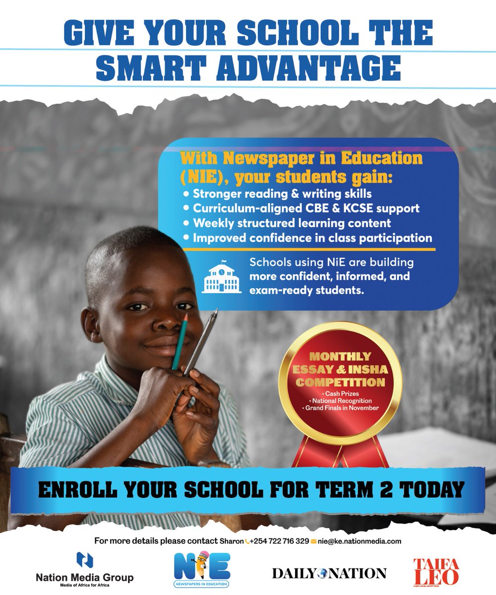 ntvkenya's tweet photo. ๐ This isnโt extra work itโs structured learning.
NiE supports CBE & KCSE with weekly, relevant content.
๐ Build exam-ready students daily
#NiETerm2 #ExamReady https://t.co/KQXdkJEvKM
