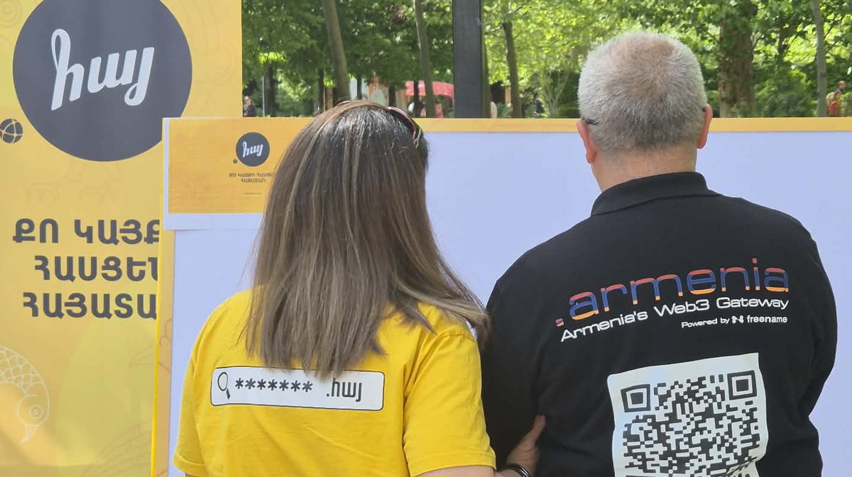 ArmeniaDomains's tweet photo. We came together to celebrate the 10th Anniversary of .հայ (hay), Armenia’s International Domain Name (IDN), last Friday, May 8, 2026 at Seasons in Yerevan!

Two naming systems, one common goal of national pride, with the .հայ (hay) IDN on DNS administered by @IsocArmenia and @ArmeniaDomains decentralized .armenia Web3 TLD powered by @freename .

#armenia #հայ