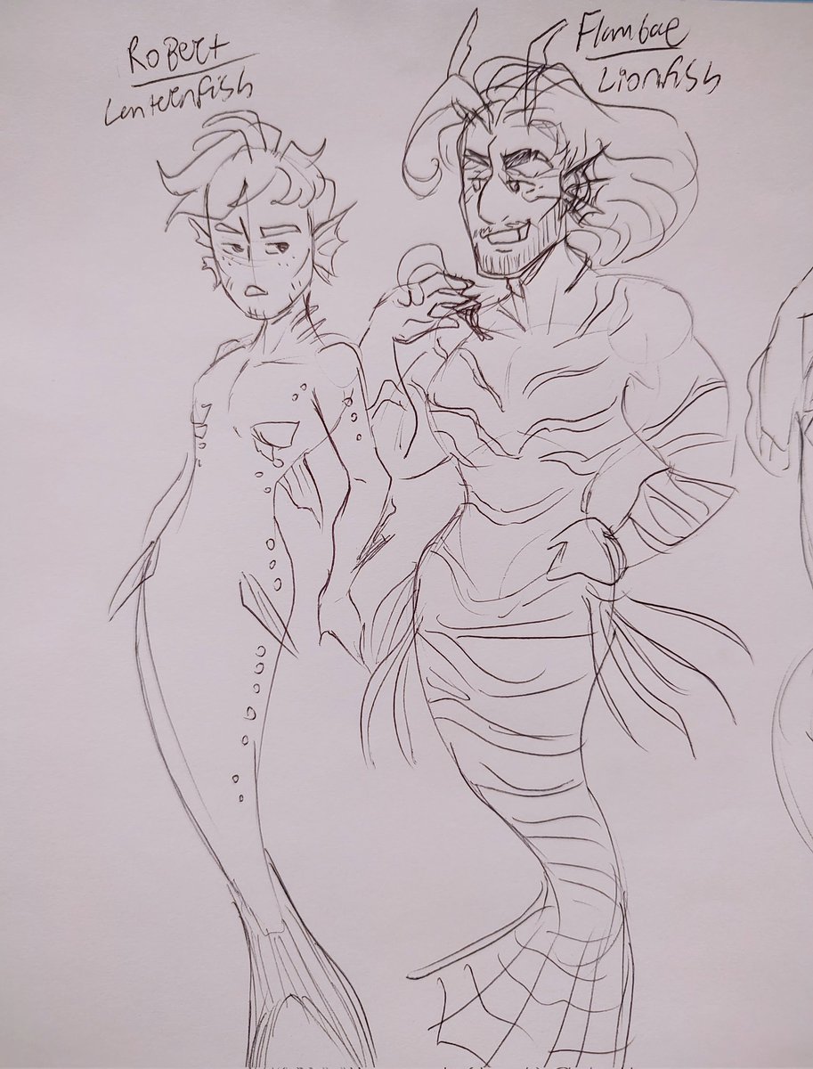 htheseries_m's tweet photo. I'm deep into finals season RN and with graduation a week &amp; a half away I have barely had time for Mermay 
BUT
I give you these shitty pen doodles of mermaid PhenomaPunch &amp; Flambert https://t.co/tyooOiv9MW