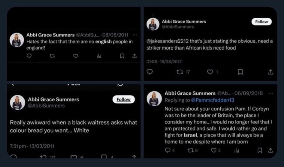 hennygrillz's tweet photo. Look at this Abbie girl what a rat this racist so angry like she wants to fight someone you can just tell what kind of person she is. The fact Robbie employs her and she’s got her other people who are black laughing with her weekly is mad to me. https://t.co/VaXQxGRazD