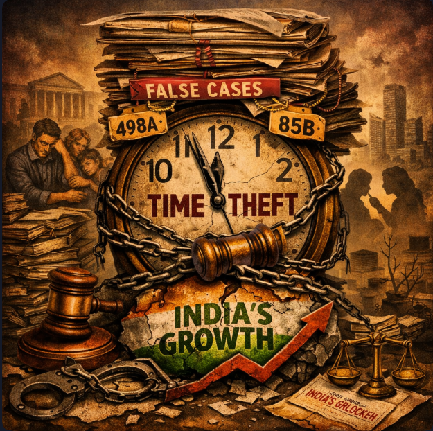 ArmyforMen_SiFF's tweet photo. False cases are draining India’s time — not just justice, but growth.
Courtrooms clogged, citizens exhausted, progress delayed.
This time theft blocks Modi’s vision for a future‑ready India.
Wake up, India — truth builds, lies destroy.
#MensRights #85B #498A
@realsiff https://t.co/S2hLKC8YYZ