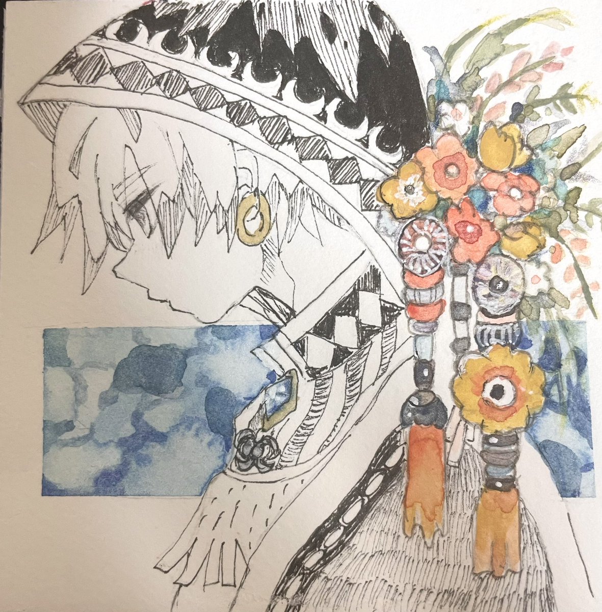鉛筆画　「ねむるぞう」　原画　キャンバスF0 5月19日(火)から始まるメンズキャンバス展のフレームレス原画3点