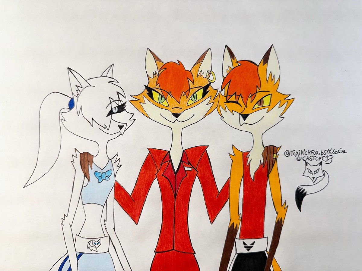 CastOfC13's tweet photo. Today is a special day vixey is toxi & xara‘s mother she’s a kind sweet loving mother and she works at a job as a receptionist at a hotel & she’s proud of her two little hellfoxes and they’re posing
for a lovely family portrait🦊🖼️📸 #helluvabossocs #mothersday #mothersday2026 https://t.co/CMEzVppyBQ
