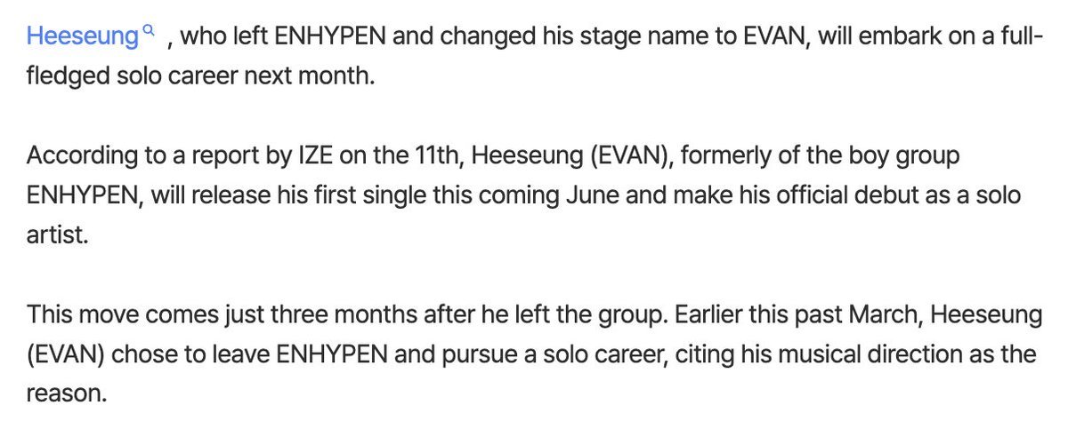 Heeseung was supposed to release his single while still being in ENHYPEN.

because what artist debuts as a soloist with just a single and not even a full album or mini album?? Releasing a single while still being in the grp is totally fine but as a soloist??