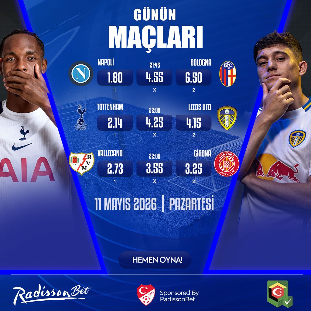 xxradisson's tweet photo. 🏆Tüm Maçlar En Yüksek Oran ve Bonuslar İle #RadissonBet'te!
⚽️Napoli - Bologna
⚽️Tottenham - Leeds Utd
⚽️Vallecano - Girona
✔️#Radissonbet'te Günlük ''Yarım Milyon Dolar'' Çekim İmkanı!
🎯https://t.co/ujCOCjJKHq https://t.co/se2jo7Toiu