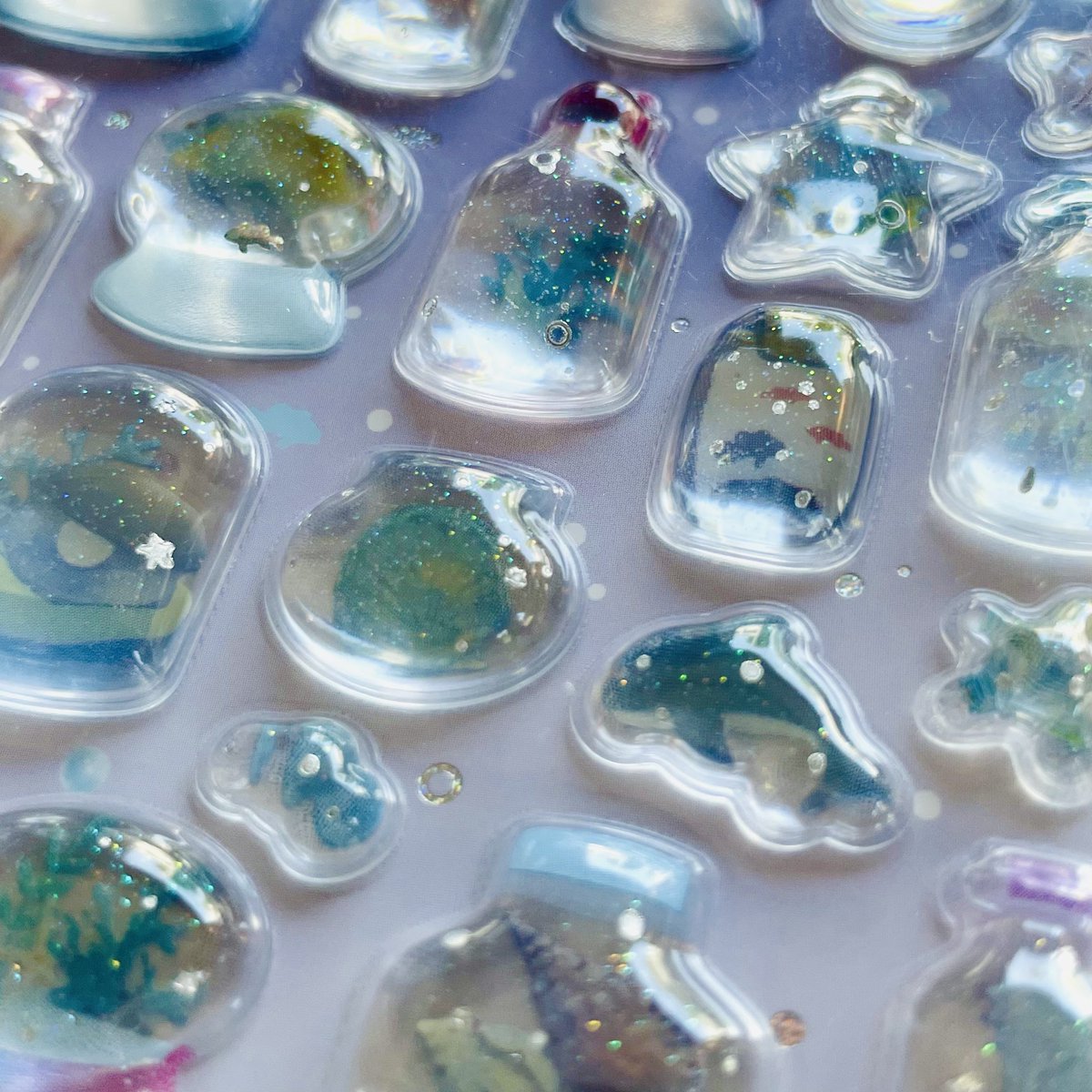 bungutentabby's tweet photo. 夏の新作入荷しました。海の欠片を瓶につめた、きゅるるんシールです。 https://t.co/z7MRKzJ9EQ