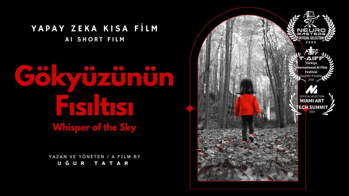 benugurtatar's tweet photo. 📽️🪶 2025 yılında Neuro Masters AI ve MIAMI ART TECH SUMMIT film festivallerine seçilen, ayrıca Türkiye International AI Film Festival'inde çeyrek finalist olan "Gökyüzünün Fısıltısı" isimli ilk yapay zeka filmim şimdi yayında! 🎞️ Filmi izlemek için ➡️ https://t.co/RRzEkBKkNs https://t.co/ZurPeK76Lo