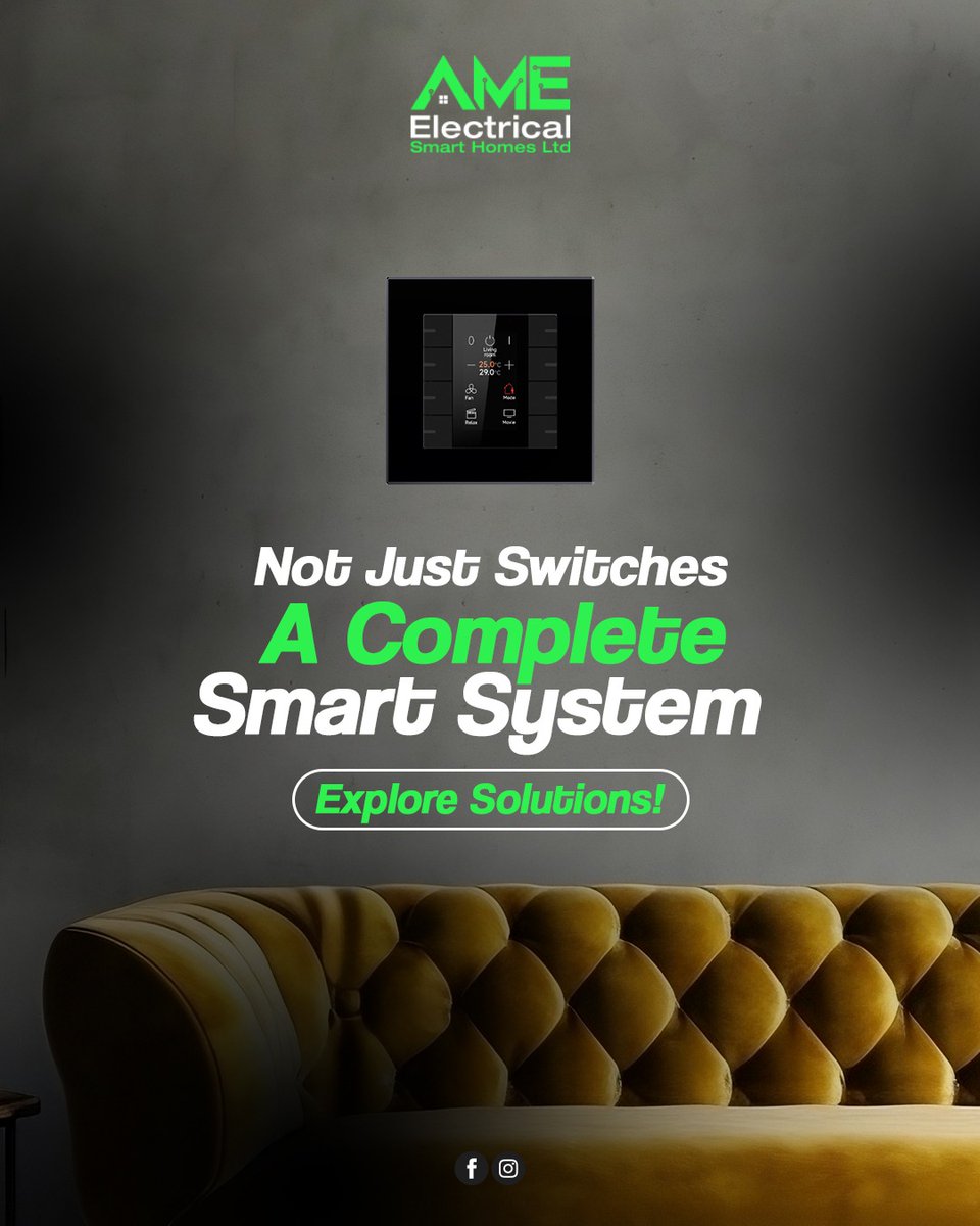 ameelectrical's tweet photo. Not just switches,
A complete Smart System!

Built for smart homes, get a free consultation call today!
📞 +447929952639 | 🌐 info@ameelectrical.co.uk

#SmartLiving #AMEElectrical #SmartHomeSolutions #HomeAutomation #ModernLiving #TechAtHome #ConnectedLiving #ElectricalExperts https://t.co/6kRnCCE8C4