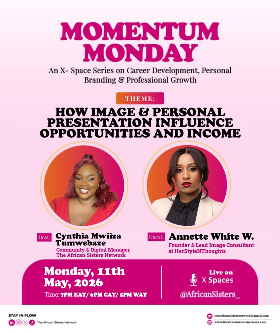 AfricanSisters_'s tweet photo. People decide how to treat you before you even finish introducing yourself.

This conversation is for every woman building a career, business, brand, or next chapter for herself. 💕

Join us today using https://t.co/dNSjHlEKSA

#TheAfricanSistersNetwork
#CoachingCommunity https://t.co/dlK3TQO5Ff