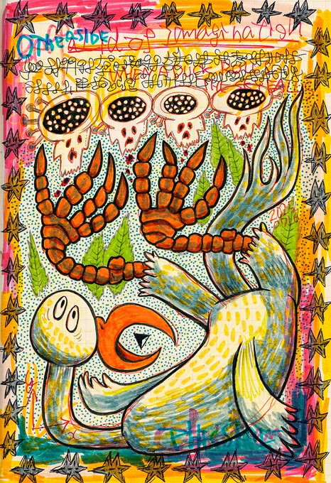 (今日じゃなくて)昨日から #愛鳥週間 とのことなので過去に描いた変な鳥の絵を再掲その③