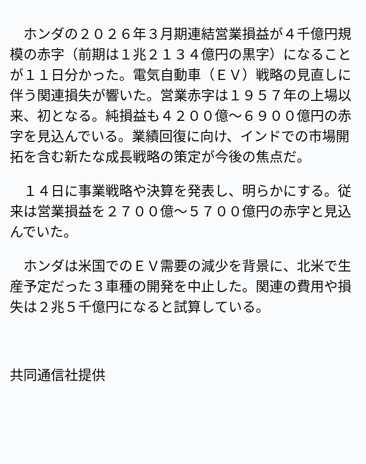 新品！25,080円！半額以下。大赤字…お安くどうぞ 速報】ホンダ、営業赤字4千億円 ※記事は投稿時点の内容です。 #OANDA