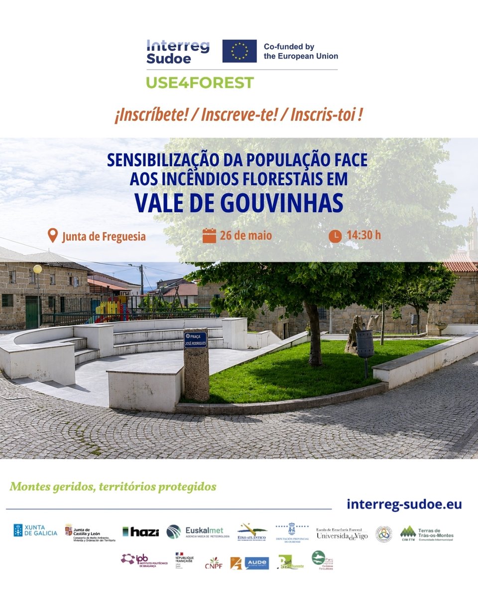ForestUse470591's tweet photo. 🔥 Acciones de sensibilización en Mirandela. ¡Únete! ✍🏼

Formaciones presenciales sobre el uso del fuego y medidas de prevención y autoprotección.

📍 Passos. 12 mayo
📍 Alvites. 19 mayo
📍 Vale de Gouvinhas. 26 mayo

✉️ Apúntate enviando un correo a: geral@cim-ttm.pt https://t.co/vR0EmJTg3h