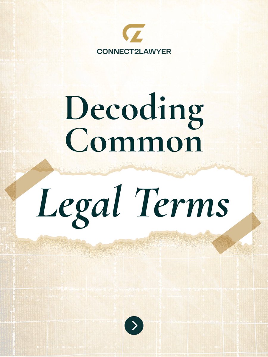 Connect2Lawyer's tweet photo. Decoding Common Legal Terms
Here are three important legal concepts you may come across:

✅Indictment
✅Respondent
✅Jurisdiction

Understanding the law begins with understanding the terms.

Follow https://t.co/PZK30Bidt7 for more!

#Connect2Lawyer #Australia #Aussie #LegalTerms https://t.co/GdPNOoY5kL