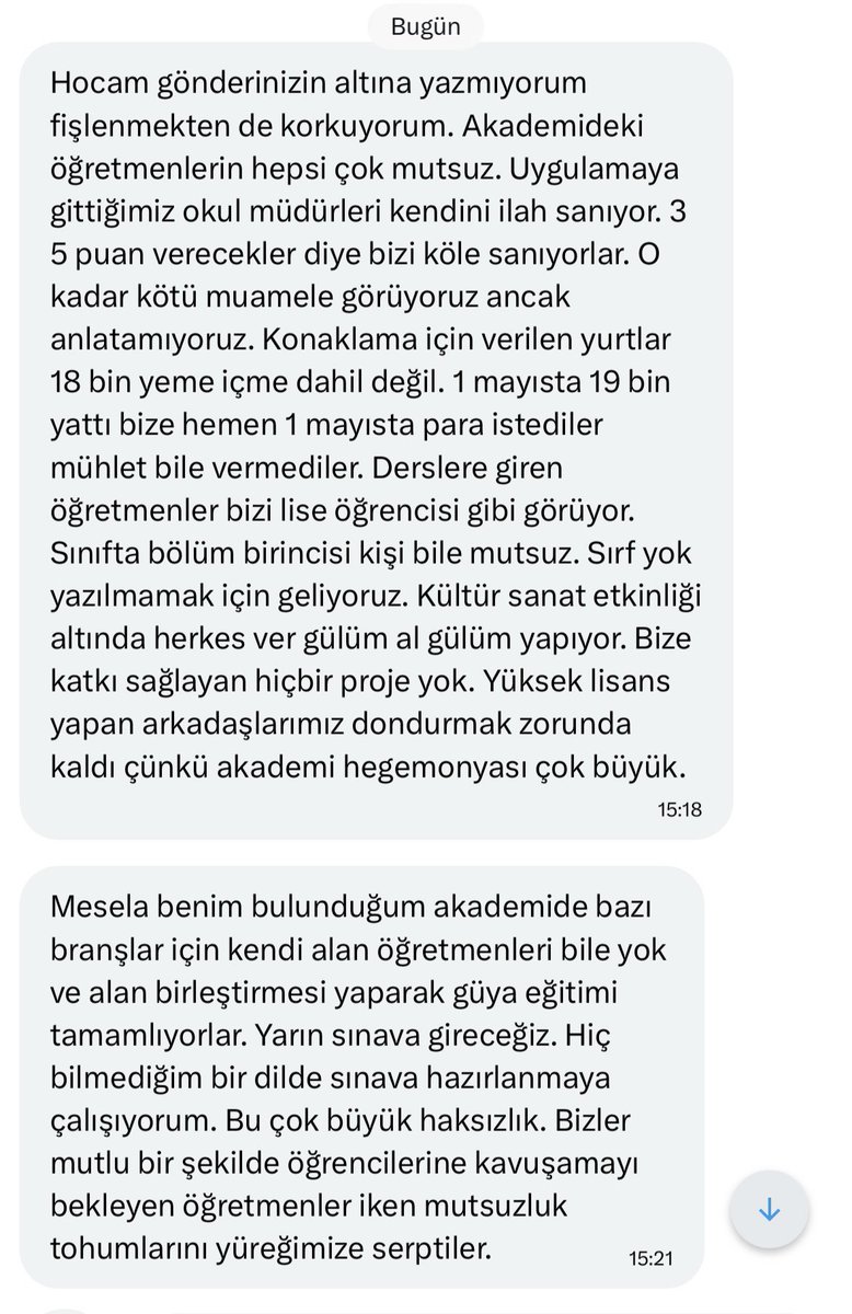 parttimesair's tweet photo. Milli Eğitim Akademisi’nde eğitime (!) alınan öğretmenlere uygulanan psikolojik mobbinge bakın. 

Bu iddialar doğruysa yazıklar olsun. 

Bu düzeni kuranların da iki yakası bir araya gelmesin. https://t.co/NsWmuN9K17
