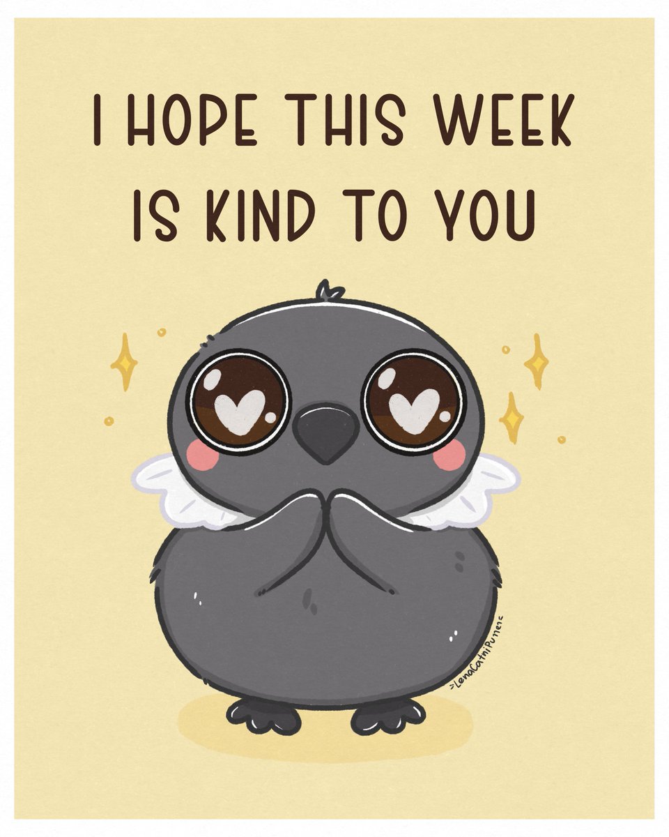 Mephie is here to wish you a kind week 🐦‍⬛✨💖