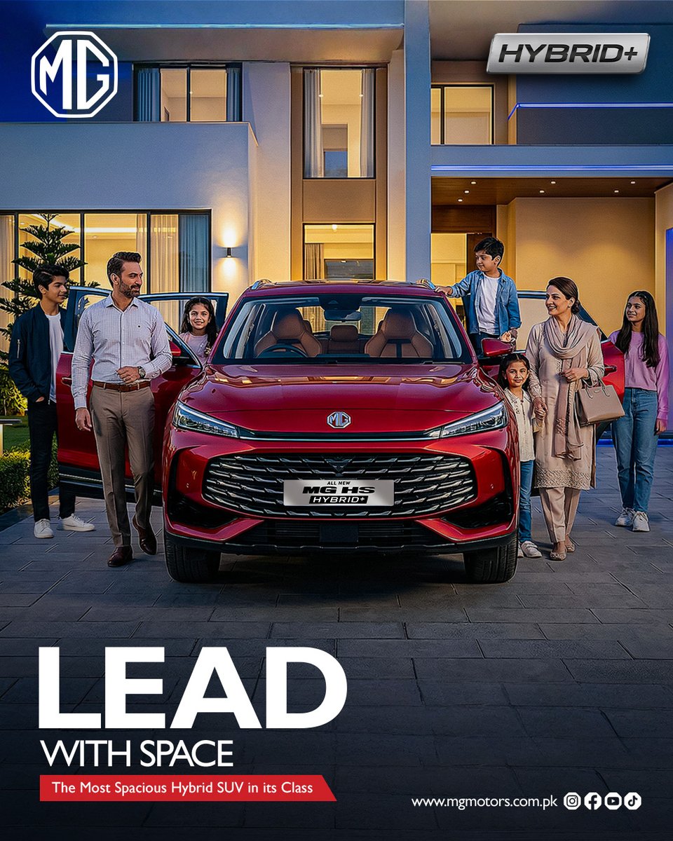 MGPakistan's tweet photo. Less compromise, more presence.
The all-new MG HS stands apart with best-in-class space in the hybrid SUV category, crafted for modern luxury in motion.
#MGMotorsPakistan #BuiltToLead #LeadWithSpace #MGHS #MGHSHybrid+ #MGHSSuperHybrid https://t.co/MgK39SclZu