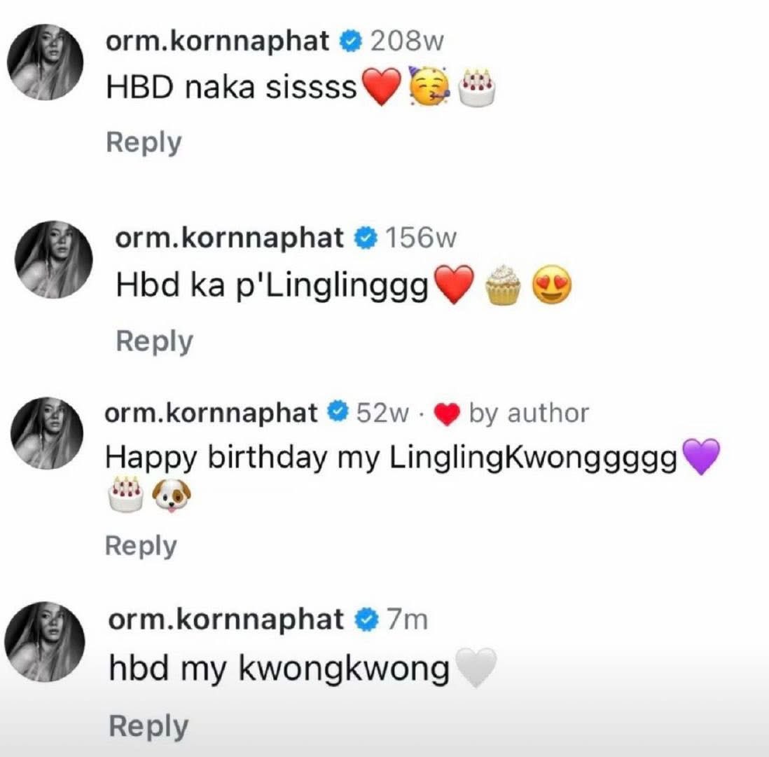 ✨️ Sis
✨️ P'Lingling
✨️ my LinglingKwonggggg
✨️ my kwongkwong 
🆕️ Cocoa

Every year Orm unlocks a new nickname for Ling like it's a relationship achievement 🤭✨

LINGLING BORN TO BLOOM
#TheDayOfLinglingKwong
#LingOrm #หลิงออม
