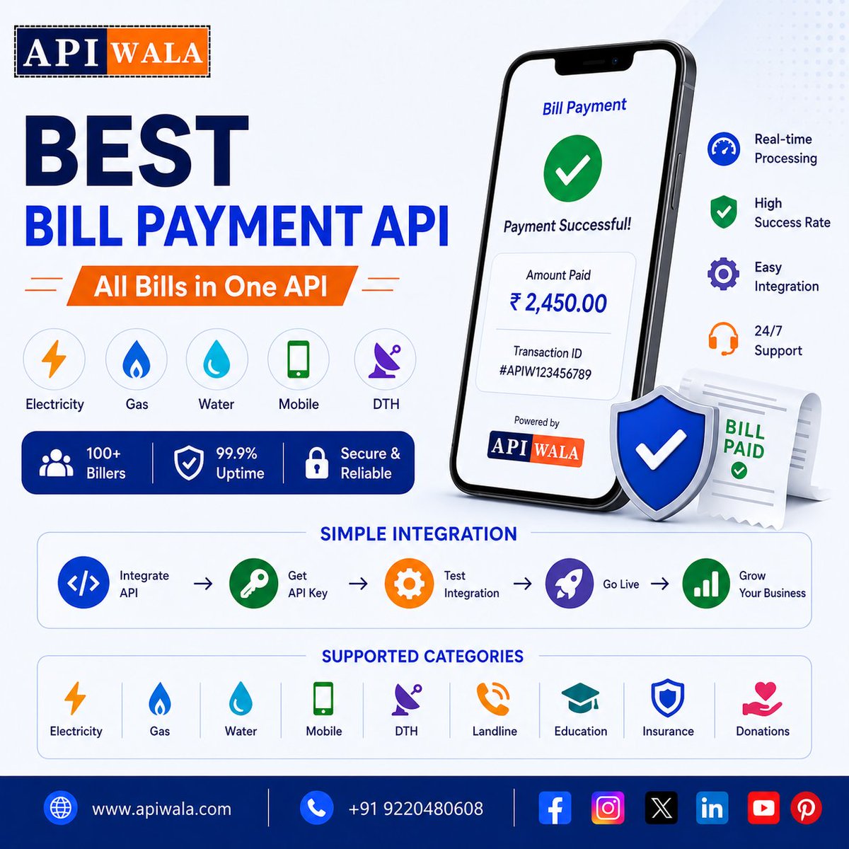 apiwala's tweet photo. 💳 Accept seamless online payments with the Credit Card Payment API India by APIWALA!
🚀✨ Secure Card Payments🌐 https://t.co/BBXFwXzQ8j
📞 +91 9220480608 #APIWALA #CreditCardPaymentAPI #PaymentGateway #SecurePayments #CardPayments #DigitalPayments #FintechIndia #APIIntegration https://t.co/OGMwxNO38S