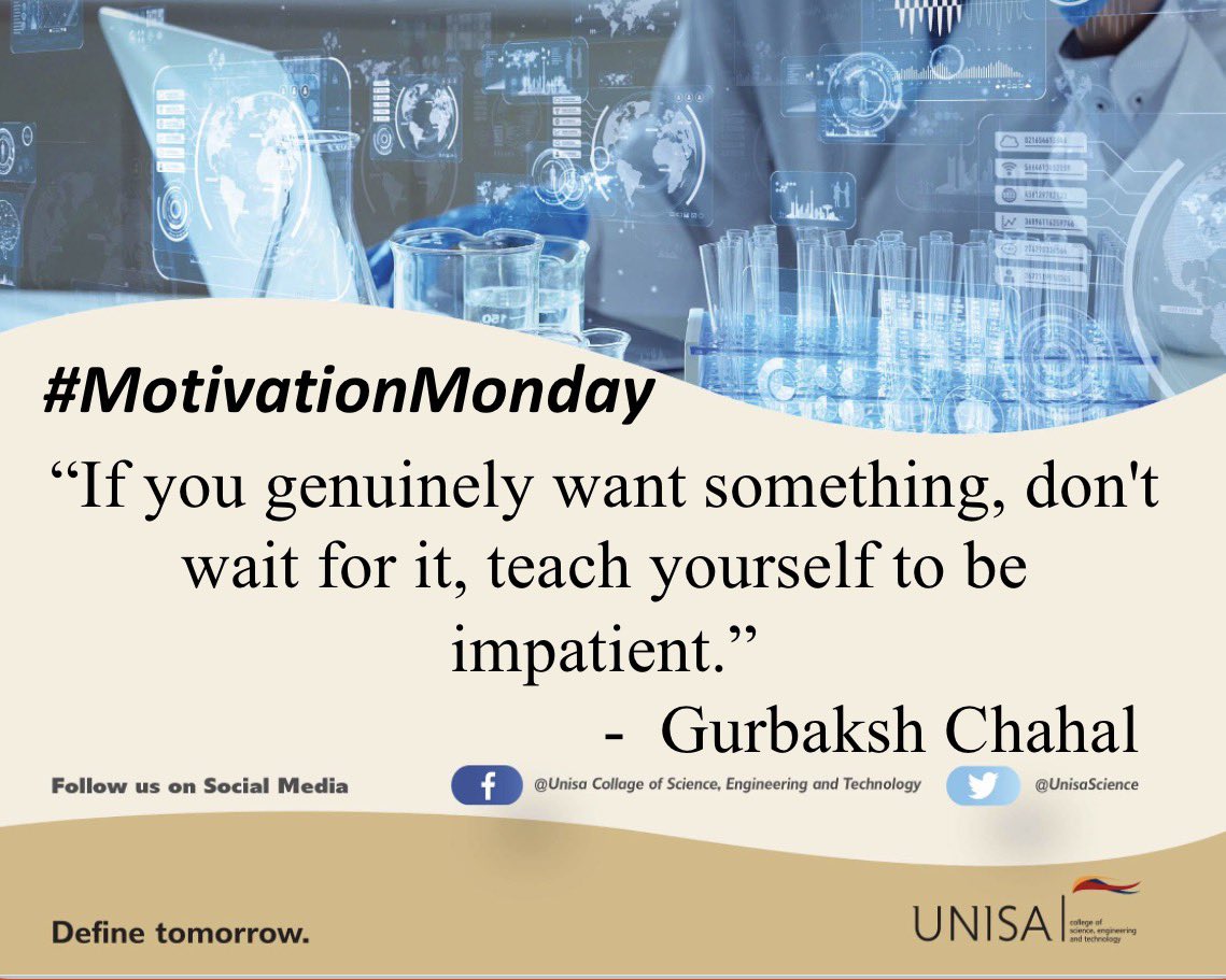 UnisaCSET's tweet photo. #MotivationMonday #UNISA #CSET
#Unisa150andBeyond https://t.co/uI0u9gqPvc