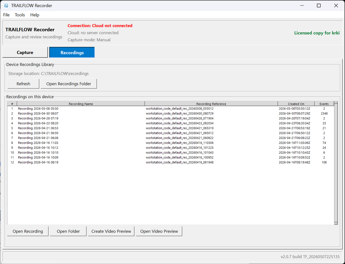 trailflowEU's tweet photo. Reviewing recordings is straightforward. 
The Device Recordings Library keeps everything organized and cryptographically secure. https://t.co/28W1o0Snqb