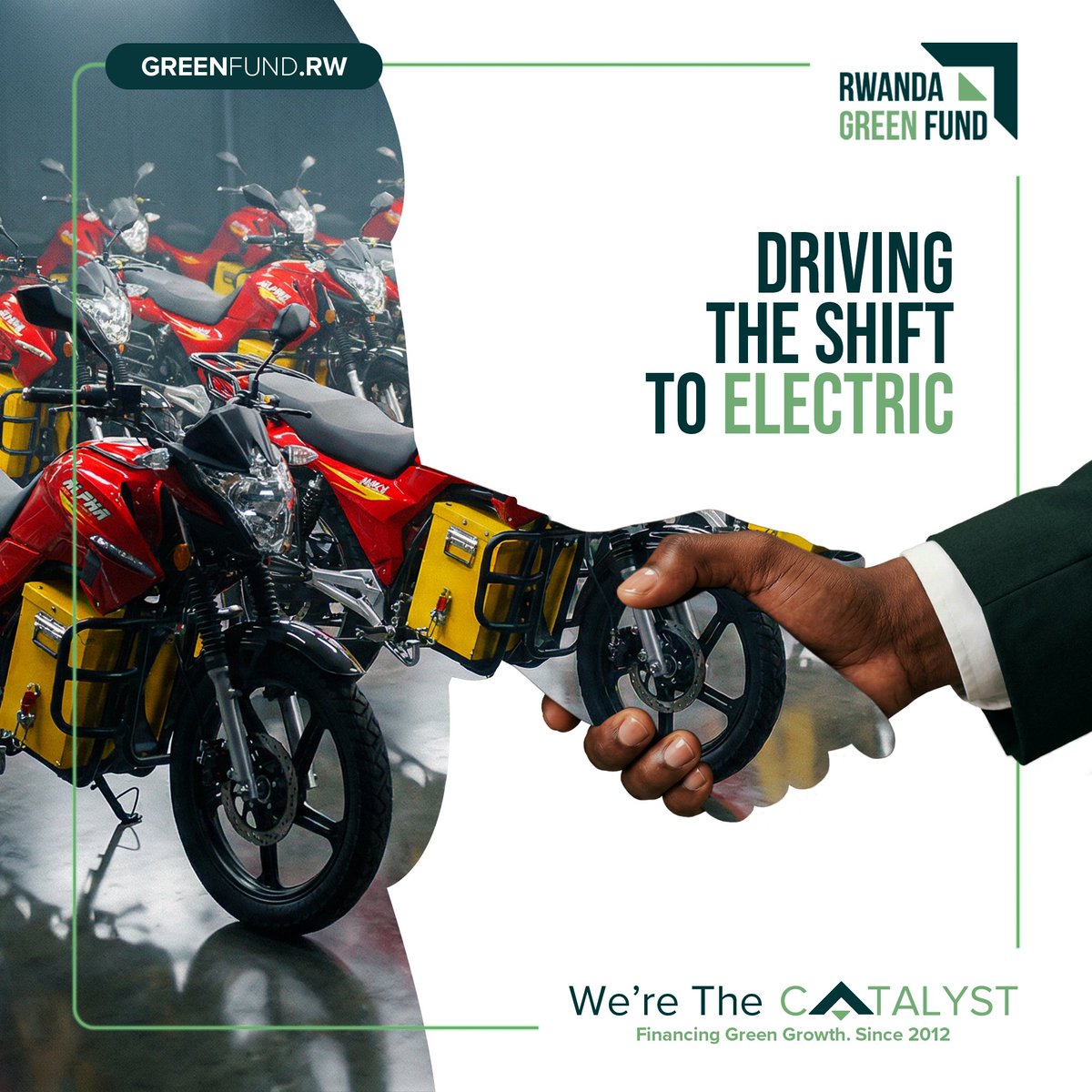 GreenFundRw's tweet photo. Fuel prices are rising. The future doesn’t have to.

Through electric mobility and catalytic investment, Rwanda Green Fund is accelerating a shift toward cleaner, more affordable transport, where progress moves without compromise.

We’re not just funding change. We’re powering what’s next.

We are the Catalyst.

#WeAreTheCatalyst #FinancingGreenGrowth #GreenRwand🇷🇼🌿 #InvestinRwanda