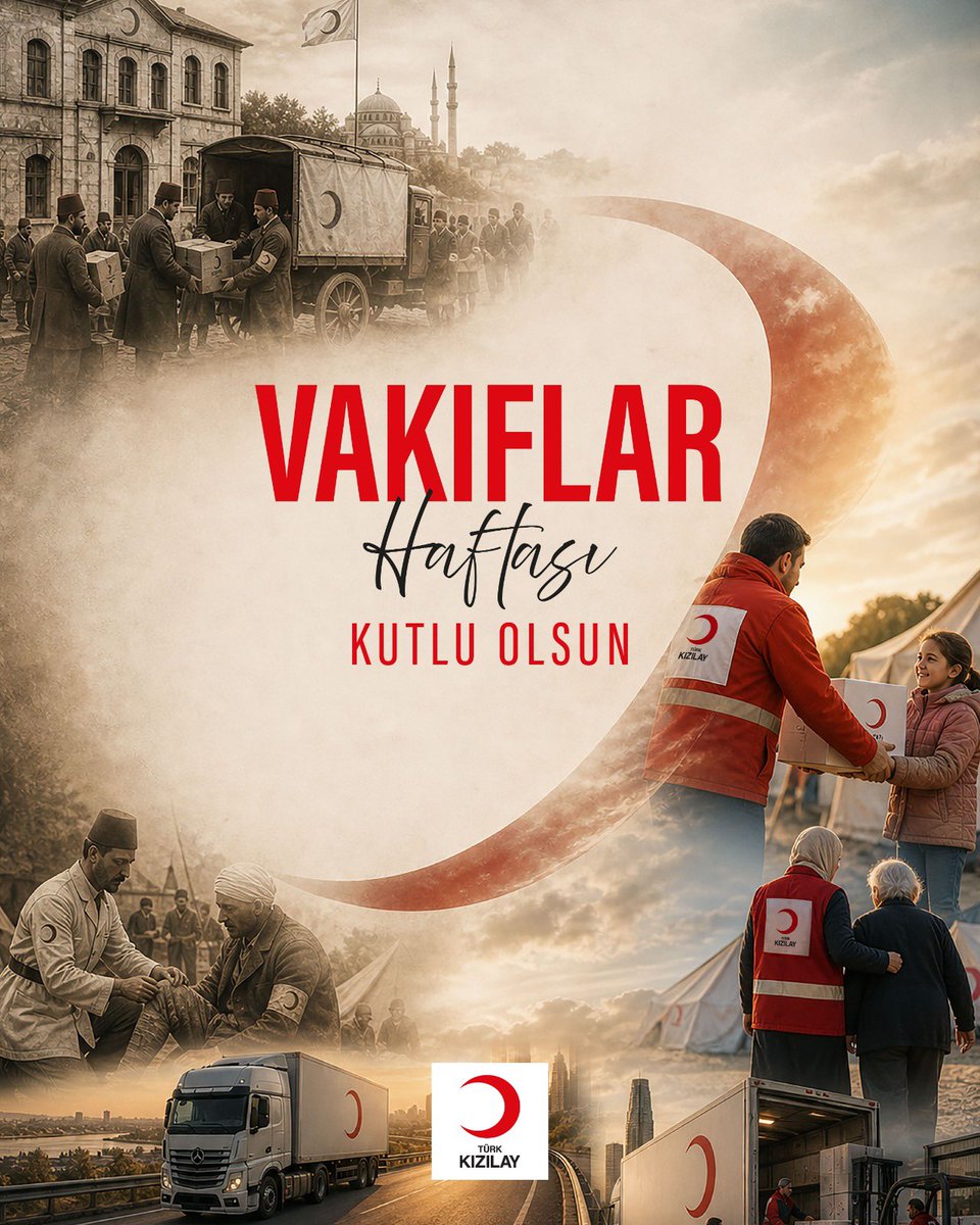 Kizilay's tweet photo. Vakıf kültürü, iyiliğin ortak mirasıdır. ❤️

Geçmişten bugüne dayanışmayı, paylaşmayı ve insanlığa hizmeti yaşatan tüm vakıfların Vakıflar Haftası kutlu olsun.

İyilik, birlikte büyüyen en kıymetli emanettir. 🌙 https://t.co/iz7Ic5TBDb