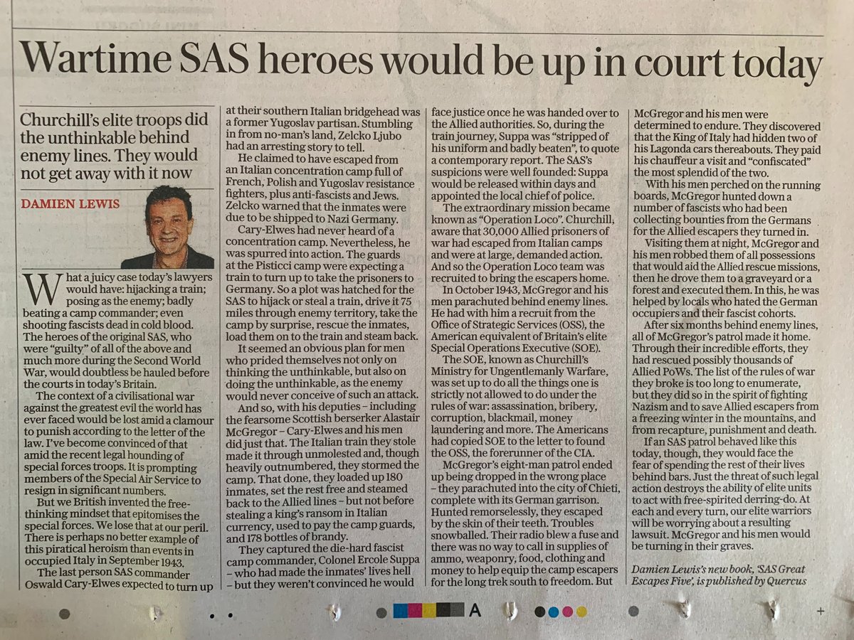 authordlewis's tweet photo. Today's @Telegraph as I use one of the key stories in my new book, SAS Great Escapes 5, to drive the point home.
https://t.co/m4eYUaONAt https://t.co/JAWNRyp40H