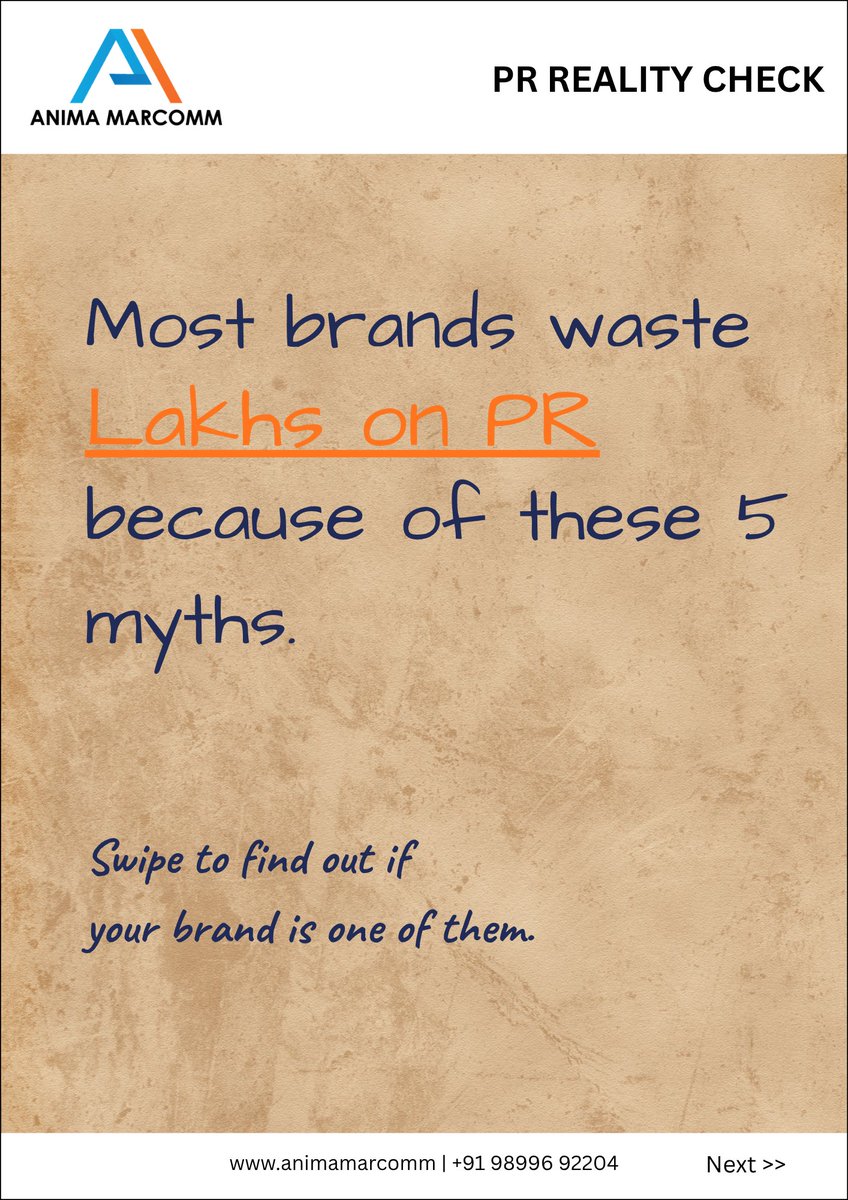 AnimaMarcomm's tweet photo. Spending on PR ≠ Getting results 💸

Most brands waste lakhs due to common myths. 🤯
With Anima Marcomm, focus on PR that actually works. 🚀

#PR #Marketing #BrandGrowth #AnimaMarcomm https://t.co/GmVcAld9lF