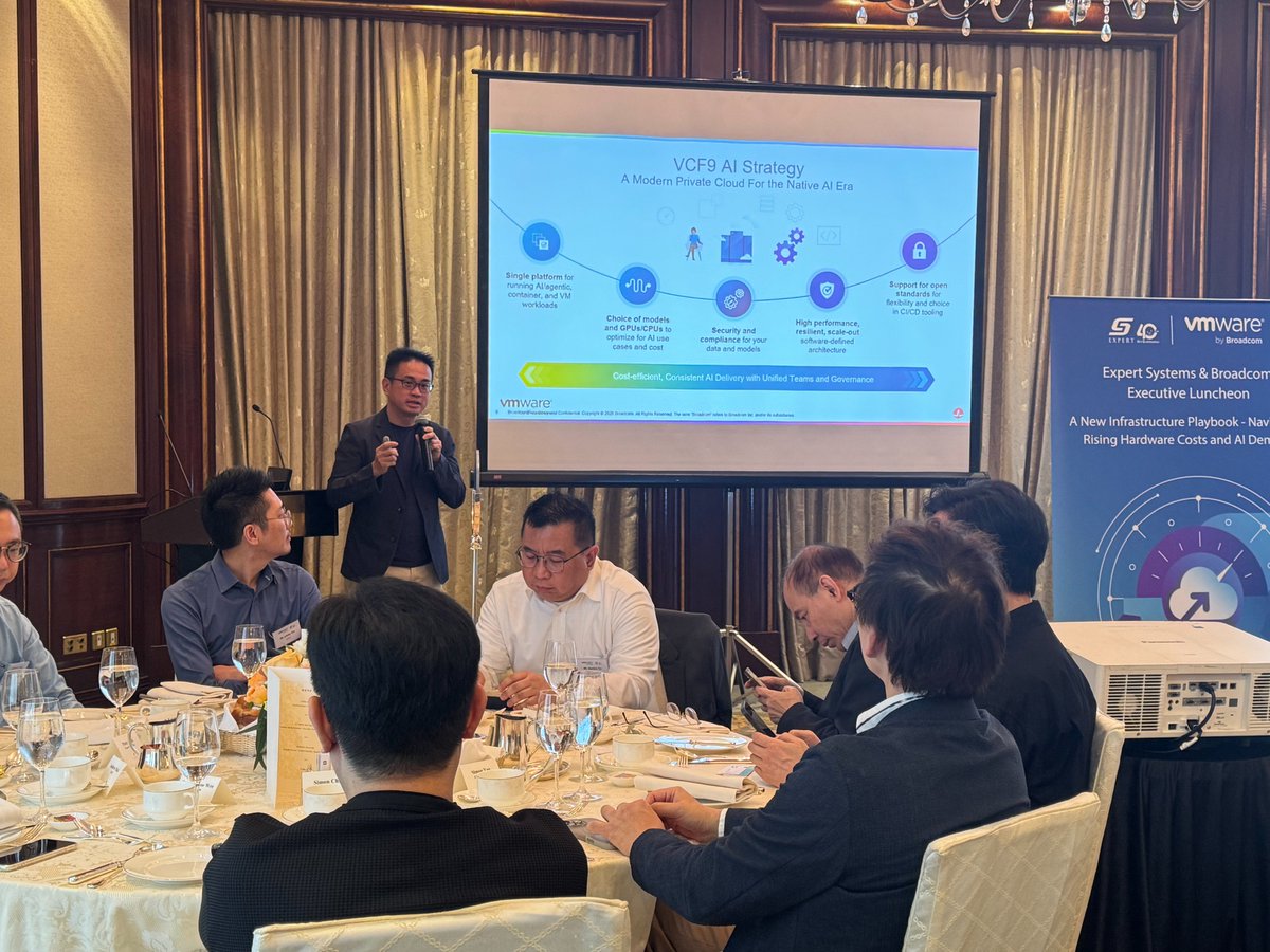 ExpertSystemsHK's tweet photo. We were pleased to co‑host an Executive Luncheon with Broadcom on 30 Apr, bringing IT leaders together to examine a new infrastructure playbook for managing rising hardware costs and accelerating AI adoption.
From the latest VCF 9 updates to practical strategies for reducing TCO. https://t.co/f8hJDLplNA