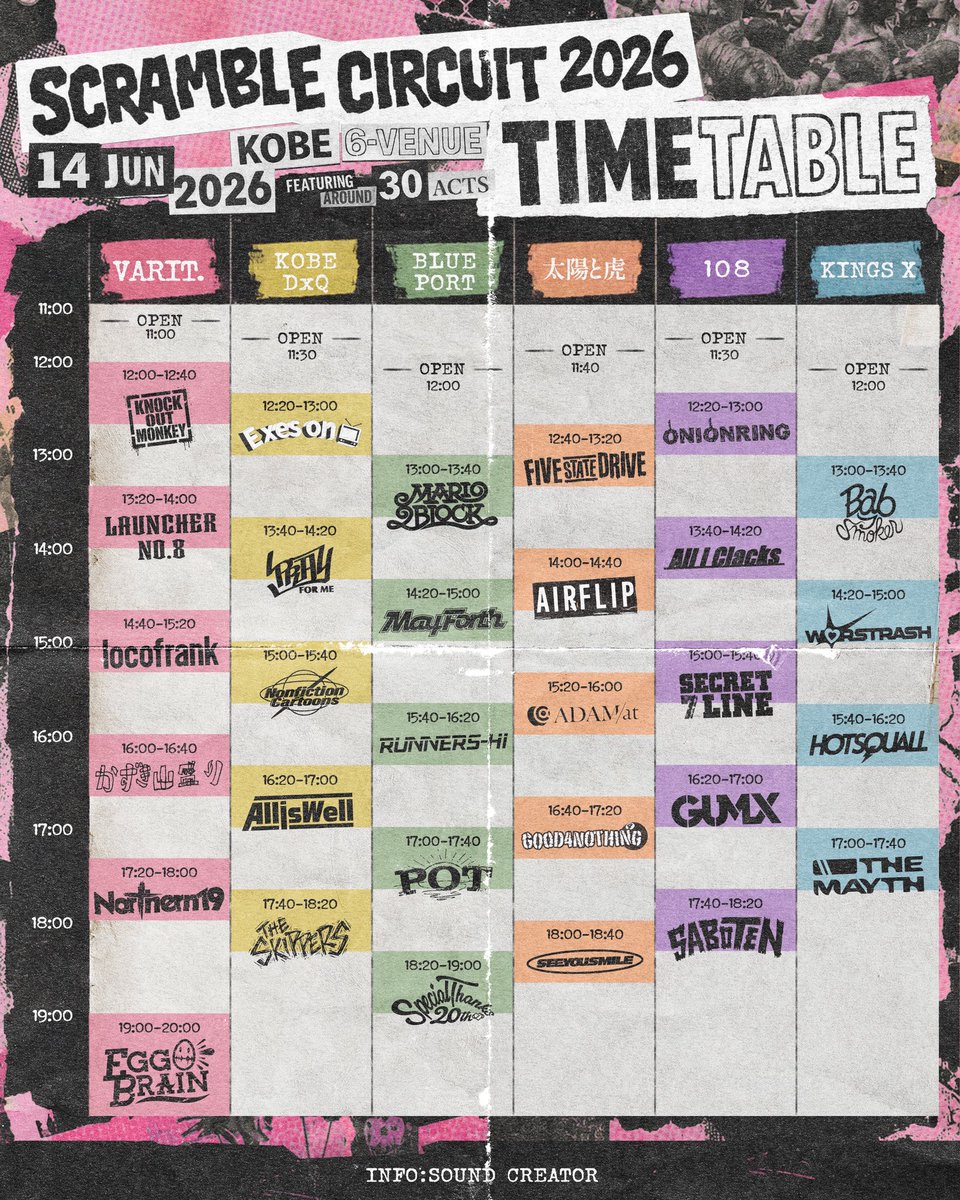 TIME TABLE 】 EGG BRAIN Pre. SCRAMBLE CIRCUIT 2026 □ 6/14(SUN