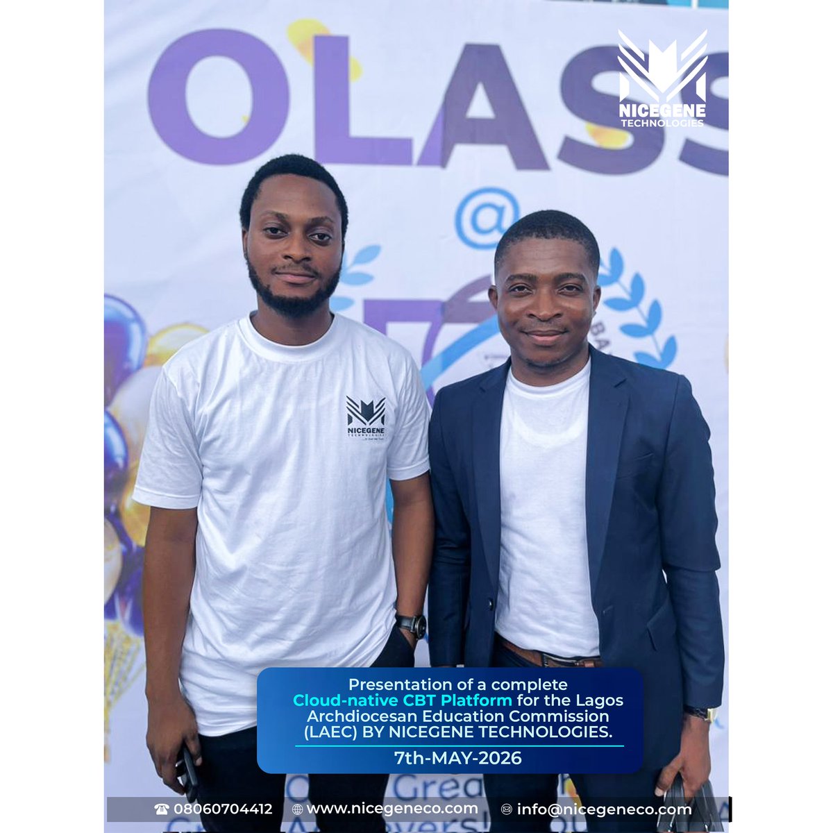 nicegene_tech's tweet photo. NICEGENE TECHNOLOGIES delivered a Cloud-native CBT Platform for LAEC, transforming school exams from manual to digital.

Driving smarter education through innovation.
https://t.co/simhvIFfKf
https://t.co/uJYOnjjRpa

#kenz #Anny #firstbank #BlessingCEO https://t.co/JVIQJrR5Z4