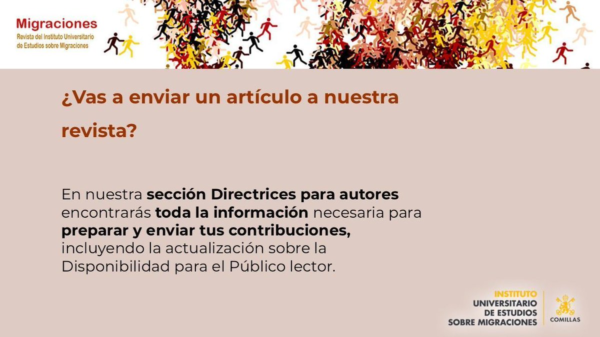 RMigraciones's tweet photo. ¿Vas a enviar un artículo a la revista Migraciones?
Toda la info disponible en la sección "Directrices para autores":
https://t.co/qUAQpJ0JGu https://t.co/w1lLom5Ytf