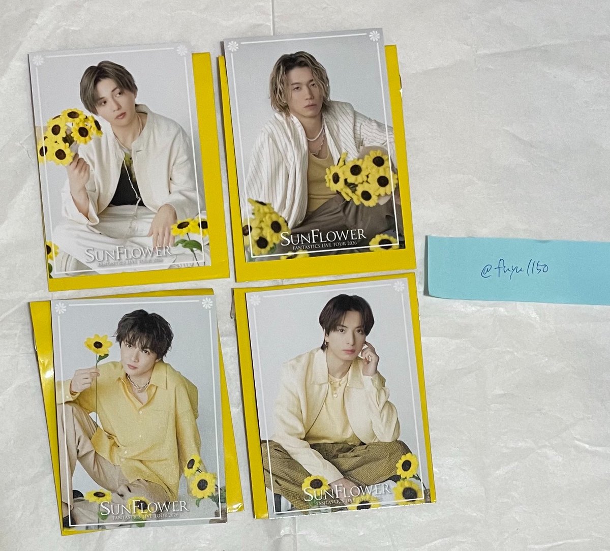 fuyu1150's tweet photo. FANTASTICS LIVE TOUR 2026 SUNFLOWER SF ファンタ フォトカ フォトカード 交換

求▶︎澤本夏輝(枠なし>他)

譲▶︎木村慧人、八木勇征、〇瀬口黎弥、〇佐藤大樹

・〇含む交換優先
・郵送、福岡公演手渡し

難しいと思われますがお気軽にお声かけください🙇‍♀️ https://t.co/G8iaFlrgNy