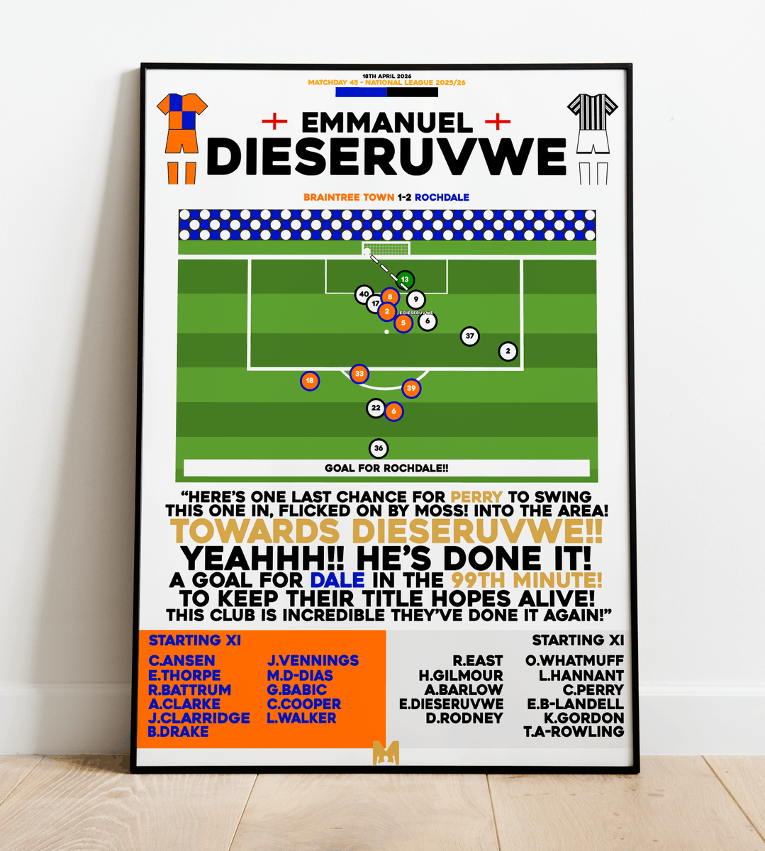 MezzalaDesigns's tweet photo. 🚨NEW DROPS🚨

DALE ARE FOOTBALL LEAGUE🏆

We're proud to launch 2x New Framed Print to make any Rochdale fan happy!🔵⚫️

Dieseruvwe v Boreham Wood⭐️
Dieseruvwe v Braintree🏴󠁧󠁢󠁥󠁮󠁧󠁿

CODE: 'DALE' For 15% OFF All Items✅

➡️https://t.co/9tryJu2xOF

RT's Appreciated! #RAFC https://t.co/1Saow1IaLA