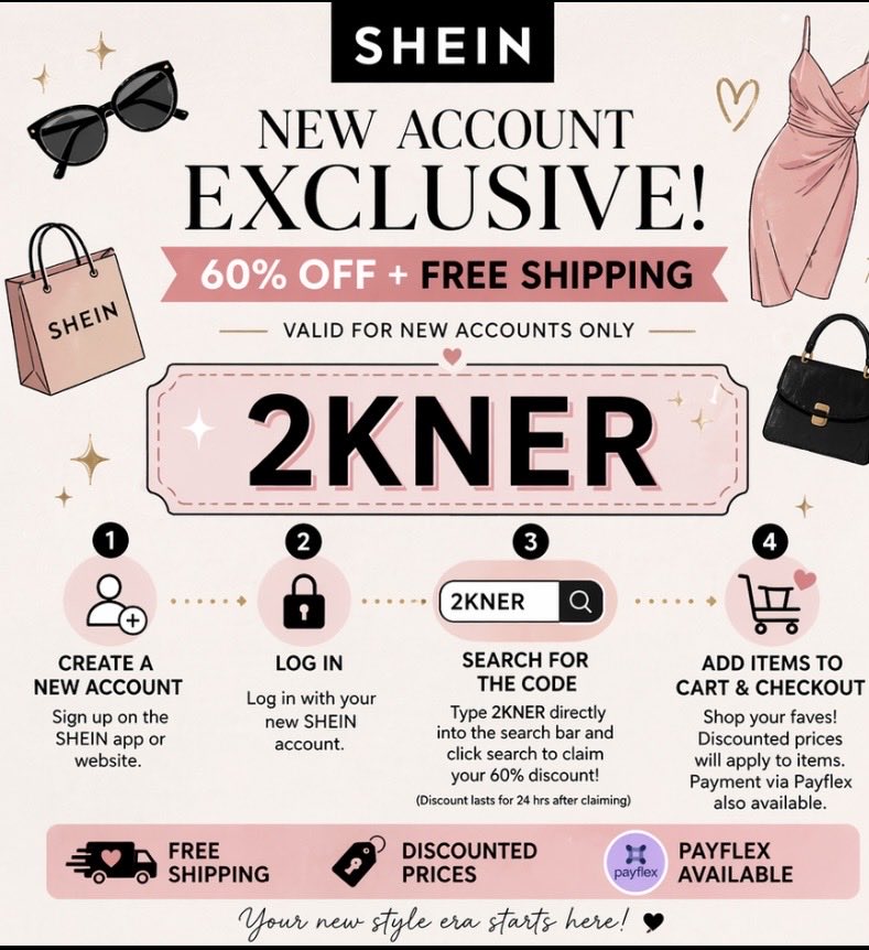 lungurh's tweet photo. 60% off shein discount code. Follow the steps 🤍 https://t.co/nthuCA1z0P