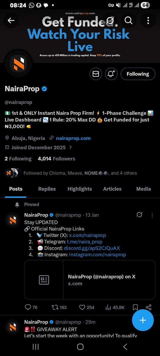 MAKGPF's tweet photo. @nairaprop @ChiomaExec @Mwaveslimited @danish_2255 @AartTheTrader @ictyahoo 

Done @nairaprop https://t.co/ekOnXv1yP2