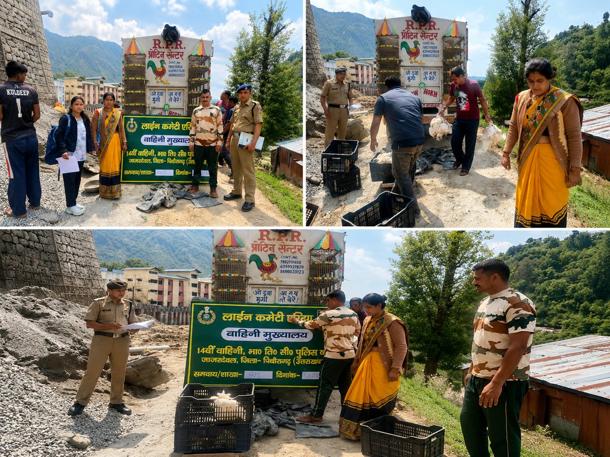 REAPPithoragarh's tweet photo. ग्रामोत्थान परियोजना के अंतर्गत हिमालय CLF की मोस्टा बाबा स्वयं सहायता समूह की सदस्य श्रीमती इंद्रा देवी द्वारा 14 वाहिनी मुख्यालय जाजरदेवल, पिथौरागढ़ को 555 किलोग्राम जीवित मुर्गियों की सफल आपूर्ति की गई।
@REAPUttarakhand
@ukcmo
@CDO_Pithoragarh
 #महिला_सशक्तिकरण #Pithoragarh https://t.co/B0QkuuvP5U